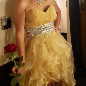 Elegant Gold Strapless Dress
